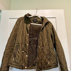 Women faux fur lined coat